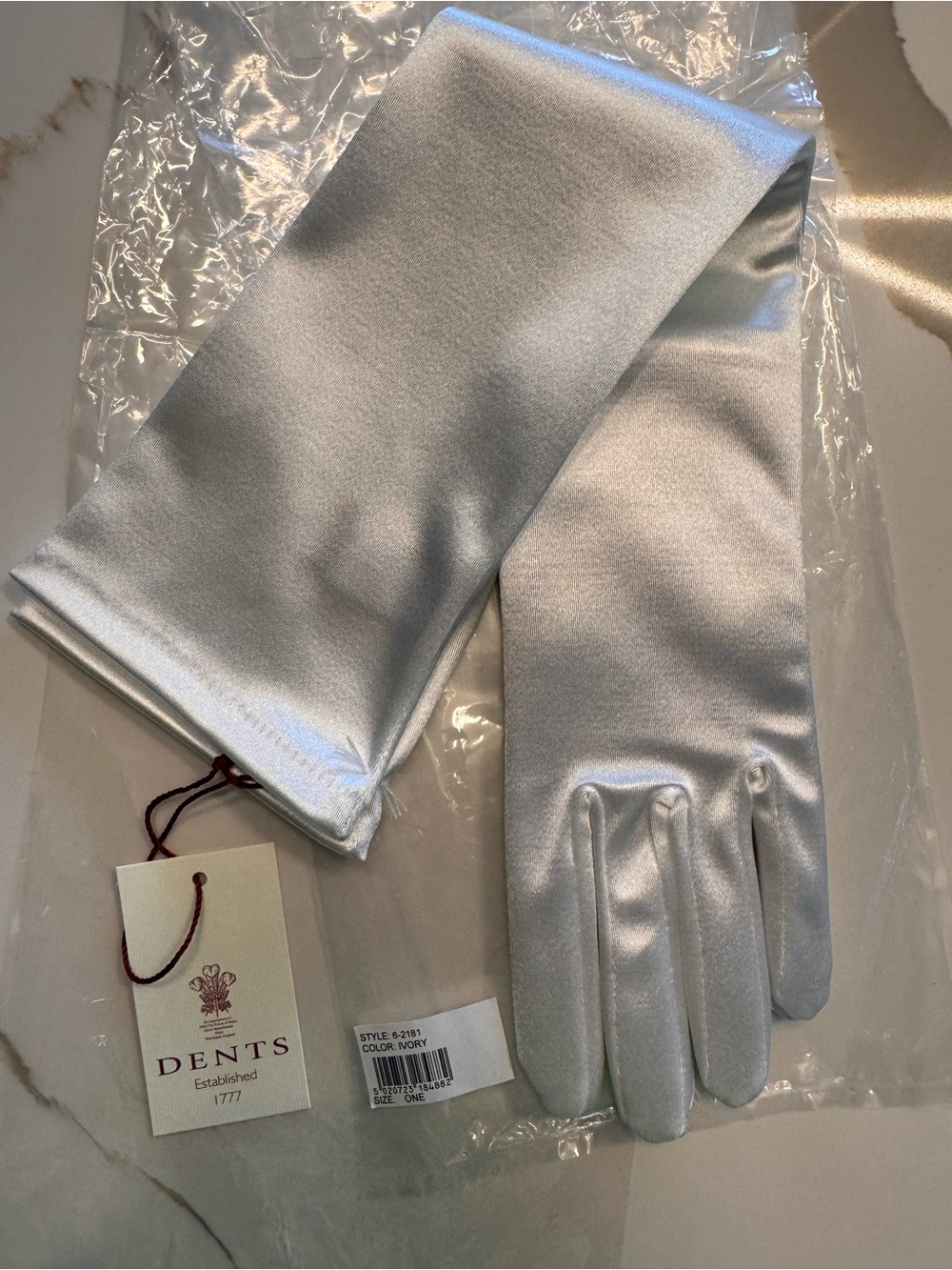 Dents Ivory Satin Long Opera Gloves Bridal Formal Evening Size One NWT
